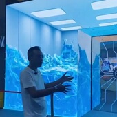 沉浸式 饭厅走道海浪全息投影互动户外公园沙滩地面墙面商场游乐场