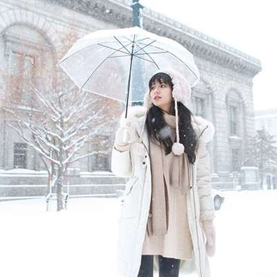 透明雨伞婚礼女生高颜值网红双人学生长柄手动加大加厚加固白色伞