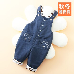 子加厚一岁小童女儿童保暖背带裤 宝宝背带棉裤 秋冬男童婴儿夹棉裤