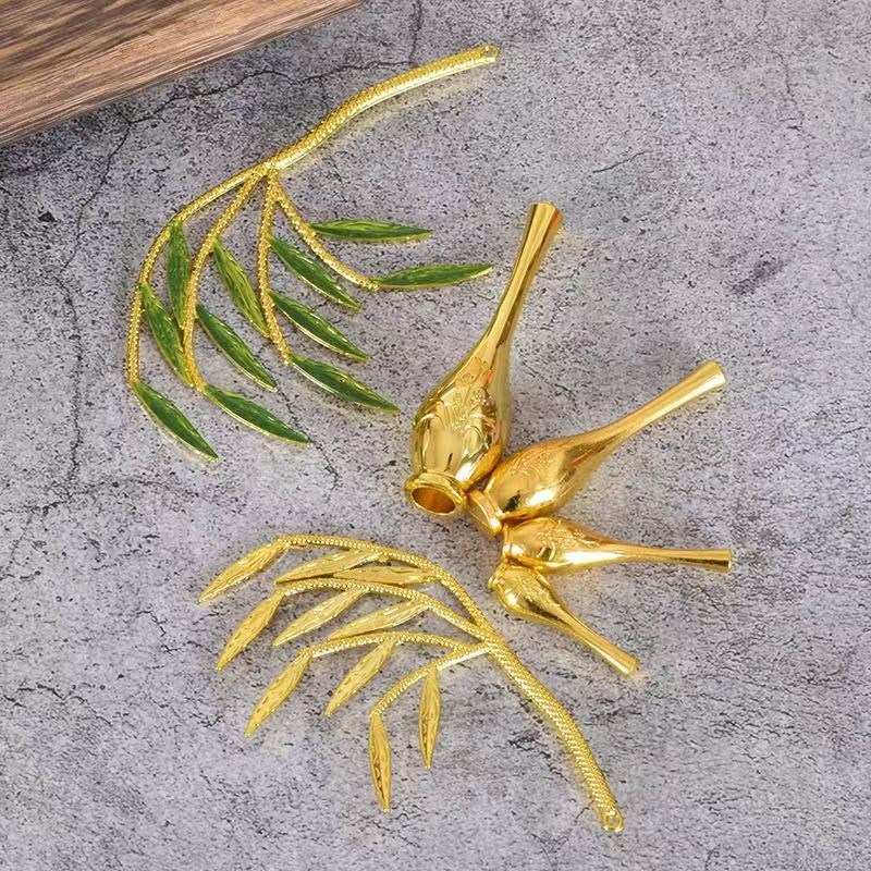 观音菩萨柳枝净瓶合金法器佛像观世音手中拿的法器杨柳玉净瓶配件