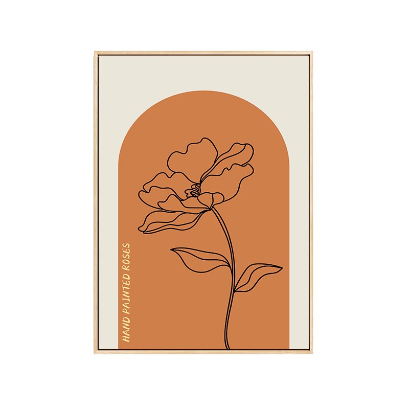 北欧风几何抽象花卉装饰画芯卧室床头摆画玄关餐厅手绘线条挂画心图片