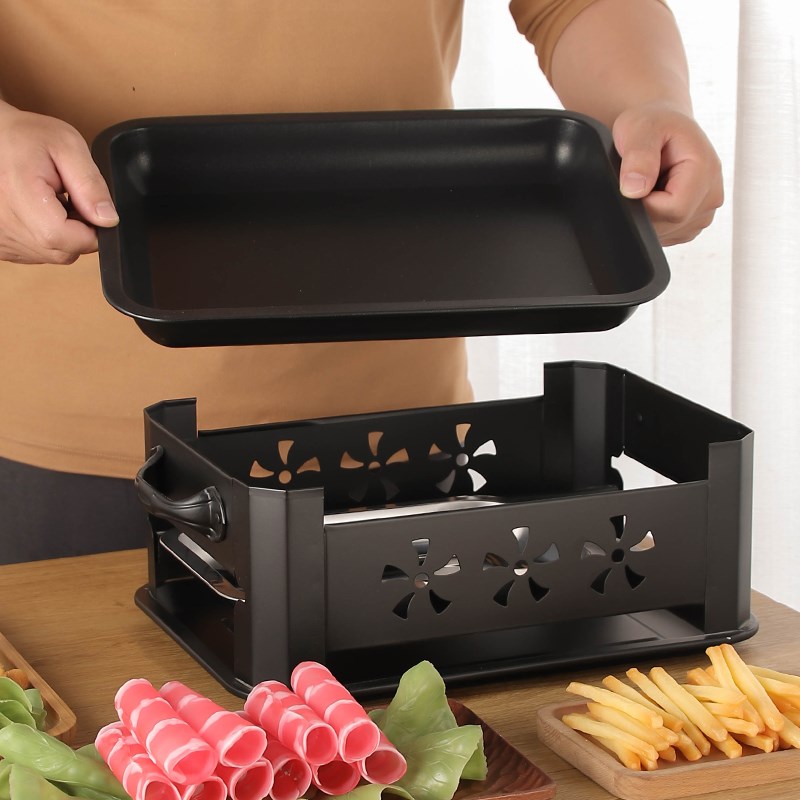 烤鱼炉不锈钢商用烤鱼盘家用碳烤炉木炭炉长方形酒精炉野外炭火