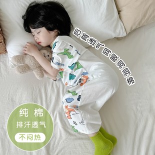 男宝宝连体睡衣春夏天防踢被子神器 薄款 睡袋婴儿夏款 儿童纯棉夏季