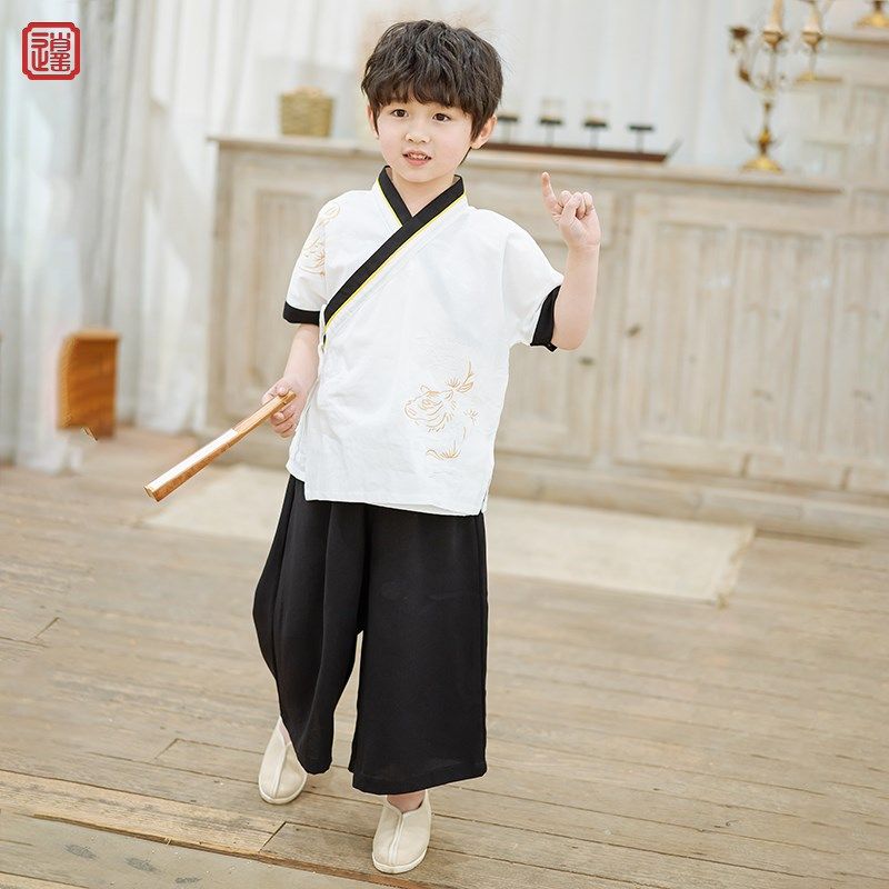汉服男童夏季中国风套装儿童古装表演服薄款短袖唐装宝宝周岁礼服,童装/婴儿装/亲子装,汉服,淘宝优惠券,粉丝福利购,淘宝优惠卷