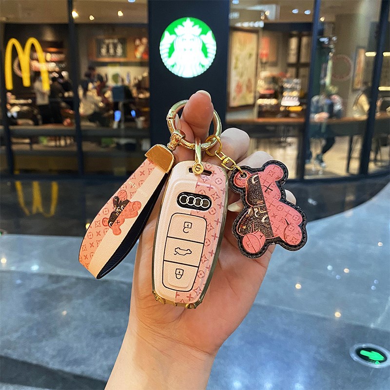 适用奥迪a4l钥匙套a3/a6/a7tt壳q5l/q7/q3/q2/a5/a8l车高档女包扣