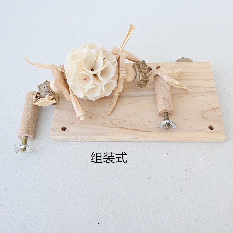 8玖-鹦鹉通草球站台跳台啃咬玩具鸟仓鼠用品木质踏板跳板花椒木