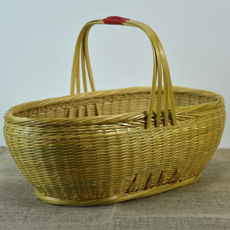 纯手工竹编篮子竹编筐买菜篮子购物篮水果篮竹篓提手篮竹精编篮子