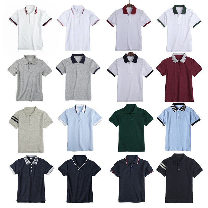 儿童POLO衫白色浅蓝色小学生夏季校服男童女童英伦风学校短袖班服