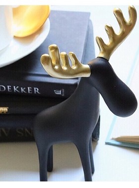 创意现代客厅家居艺术装饰品金角鹿树脂玄关动物麋鹿