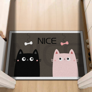 黑猫和铲屎官卡通硅藻泥吸水地垫卫浴进门浴室垫防滑垫卫生间门口