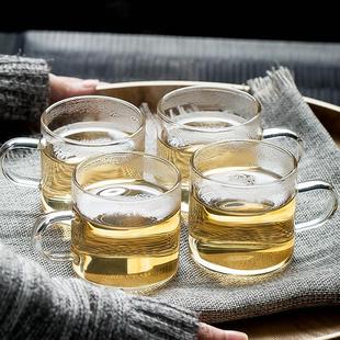 玻璃茶杯小号单杯功夫茶杯子主人杯水杯加厚耐热带把品茗杯 6只装