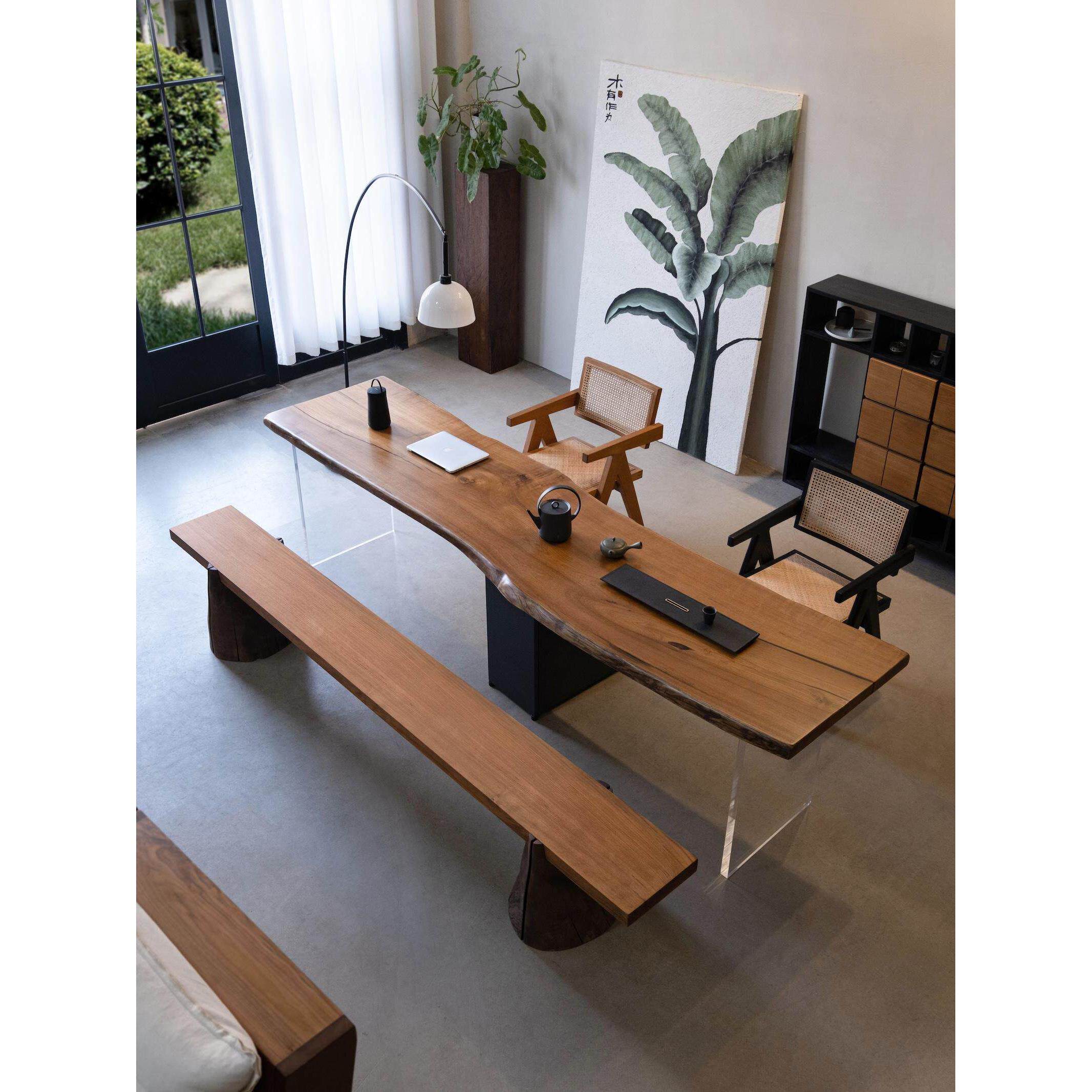 木有作为中古缅甸柚木实木大板茶桌原木书桌一体中古复古茶台长桌