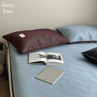 床上用风 日系in折s蓝色条纹冰丝绑凉感KNK席三带件套可叠水洗夏季