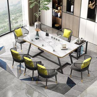 茶桌椅组合套装意式岩板泡茶桌轻奢办公室茶台轻奢家用餐桌泡茶台