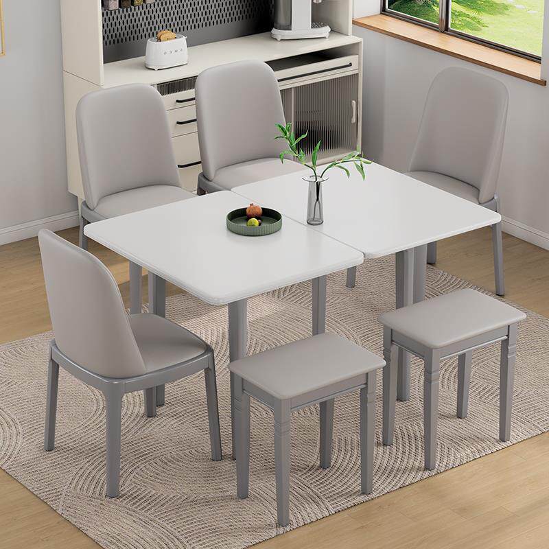 折方叠餐桌家桌用JS-012小户型岩板现代木简约实桌椅组合长形轻奢