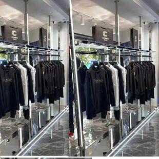 服装店不锈钢带灯展示架天地挂衣架男女装货架商场发光架侧挂陈列