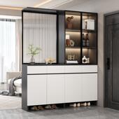 入户玄关柜客厅屏风隔断柜实木鞋 柜一体2025新款 进门口玻璃展示柜