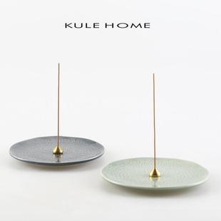 KULE HOME 创意陶瓷三色莲花纹线香插香托香炉家用轻奢室内熏香碟