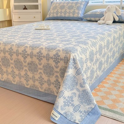 2025新款老粗布床单纯棉100全棉夏季凉席加厚炕单老式被单三件套.