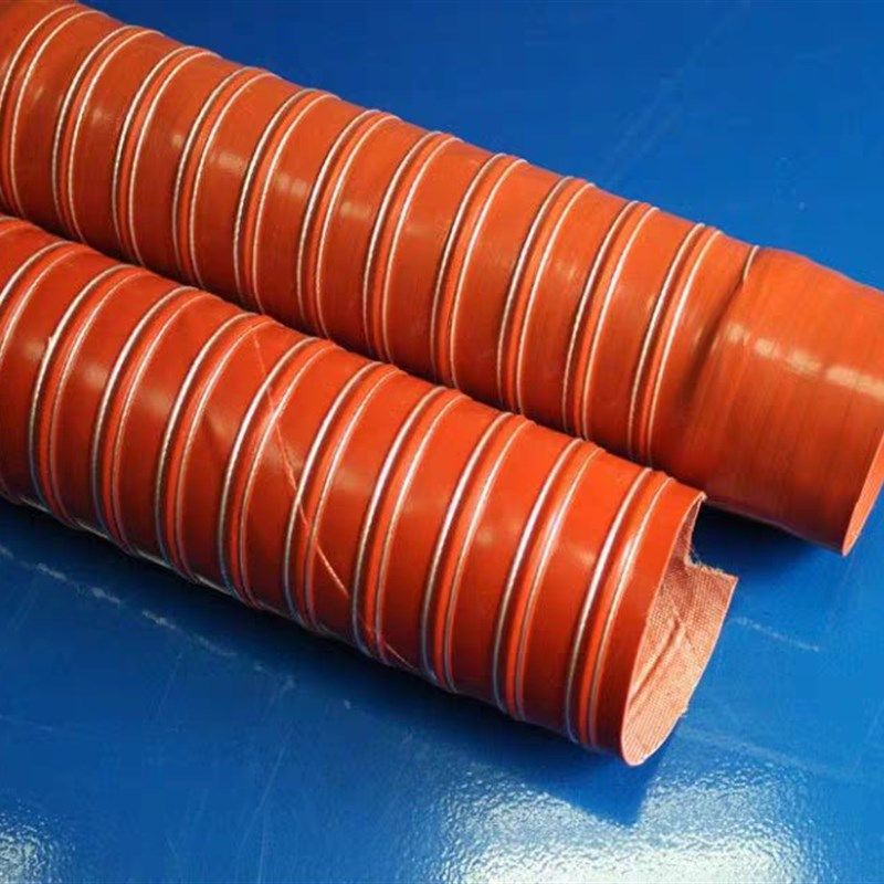 高温风管红色硅胶硫化热排抽风通风软管钢丝伸缩管通硅胶风管