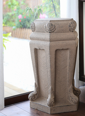 户外花园庭院摆件人造石墩凳子别墅阳台门口布置小花盆装饰品底座