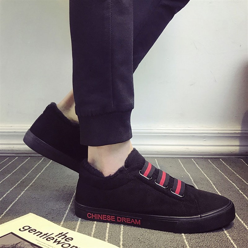 网红鞋子男棉鞋冬季保暖加绒加厚一脚蹬懒人鞋韩版百搭学生雪地靴