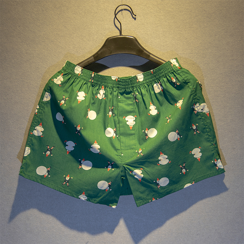 宽松中腰印花男士阿罗裤男平角裤潮流卡通纯棉透气家居阿罗裤睡裤