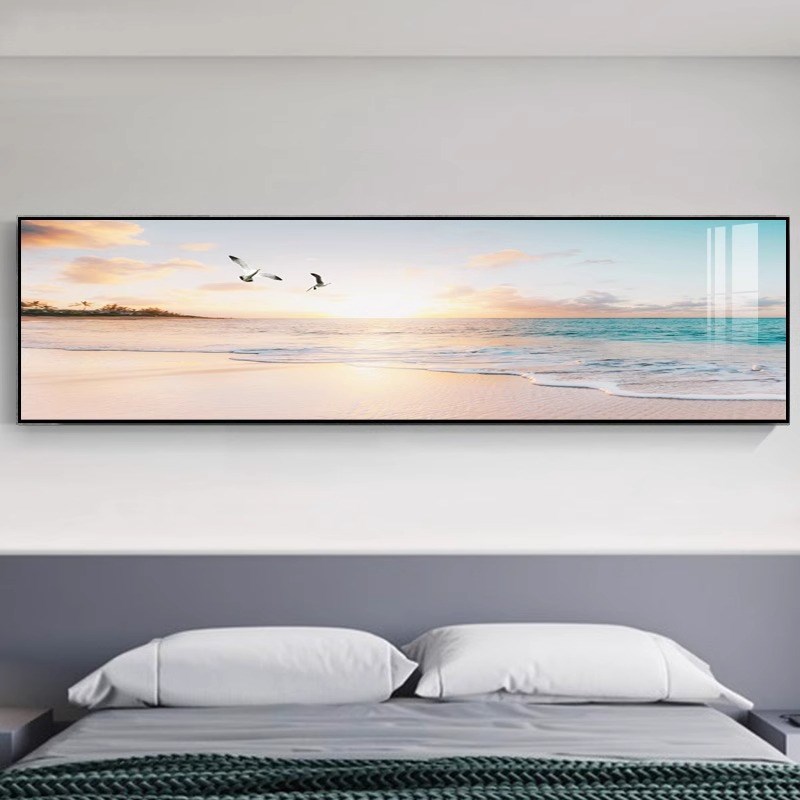 卧室床头挂画现代简约客厅装饰画海景公寓民宿酒店房间背景墙壁画
