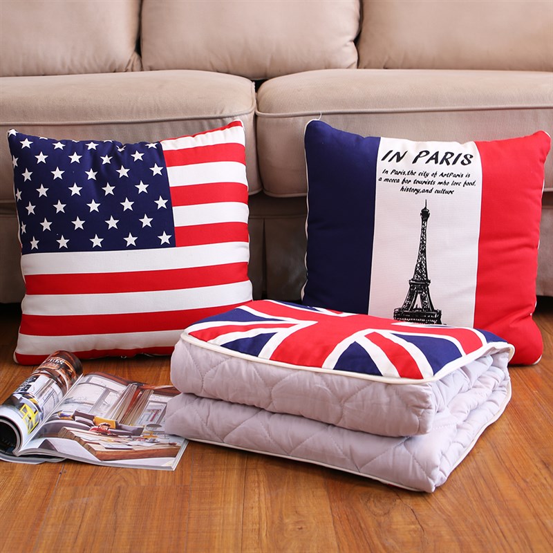 纯棉抱枕被子两用车用全棉二合一抱枕被汽车车载冬季加厚后排抱枕