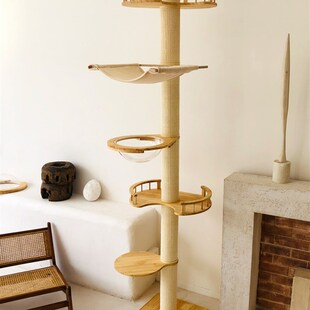 实木新式通天柱猫爬架猫窝猫树一体不占地太空舱大型猫别墅猫玩具