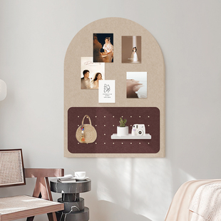 毛毡墙贴软木墙板留言板挂墙饰品相片展示板洞洞板墙上置物架玄关