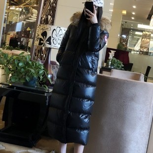 ins加厚超长鹅绒羽绒服女长款过膝2024年新款冬鹅绒服连帽大毛领