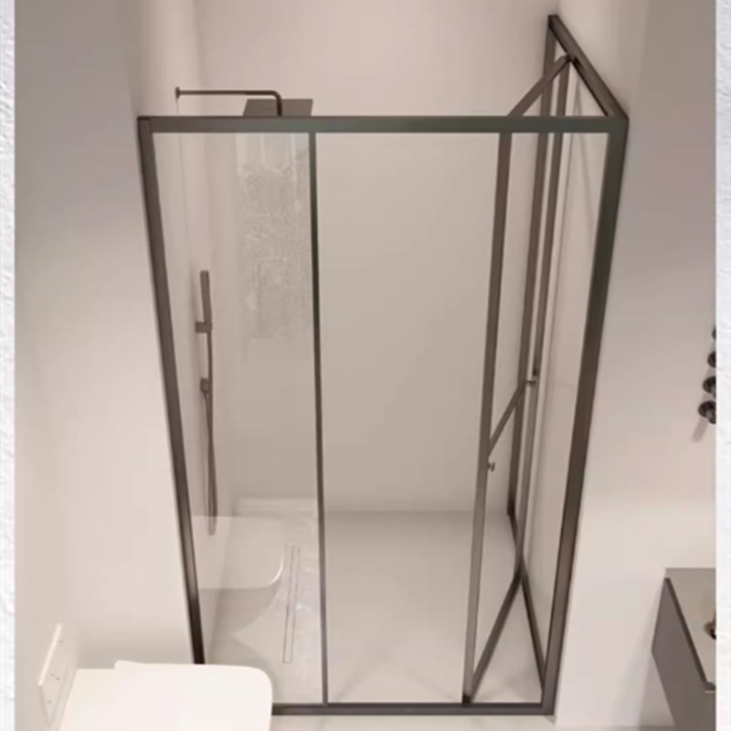 极窄直角方形l型淋浴房侧移门浴室玻璃隔断干湿分离卫生间推拉门