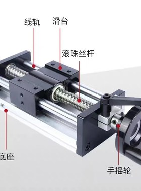 EBF80全封闭双光轴直线滑台模组滚珠丝杆步进电动手摇防尘升降台