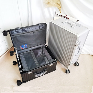 侧开铝框拉杆箱20寸前开口行李箱万向轮24寸旅行登机一九开密码箱