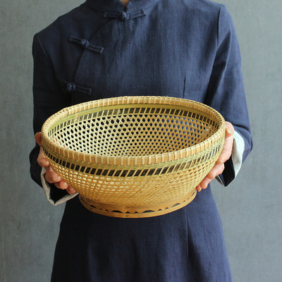 圆形竹编篮馒头篮厨房小竹篮筐水果竹篮淘洗篮鸡蛋篮中式竹编制品