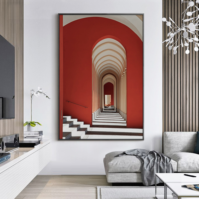 速发现代延展空间简约建筑画酒店样板房装饰画书房黑白办公室玄关图片