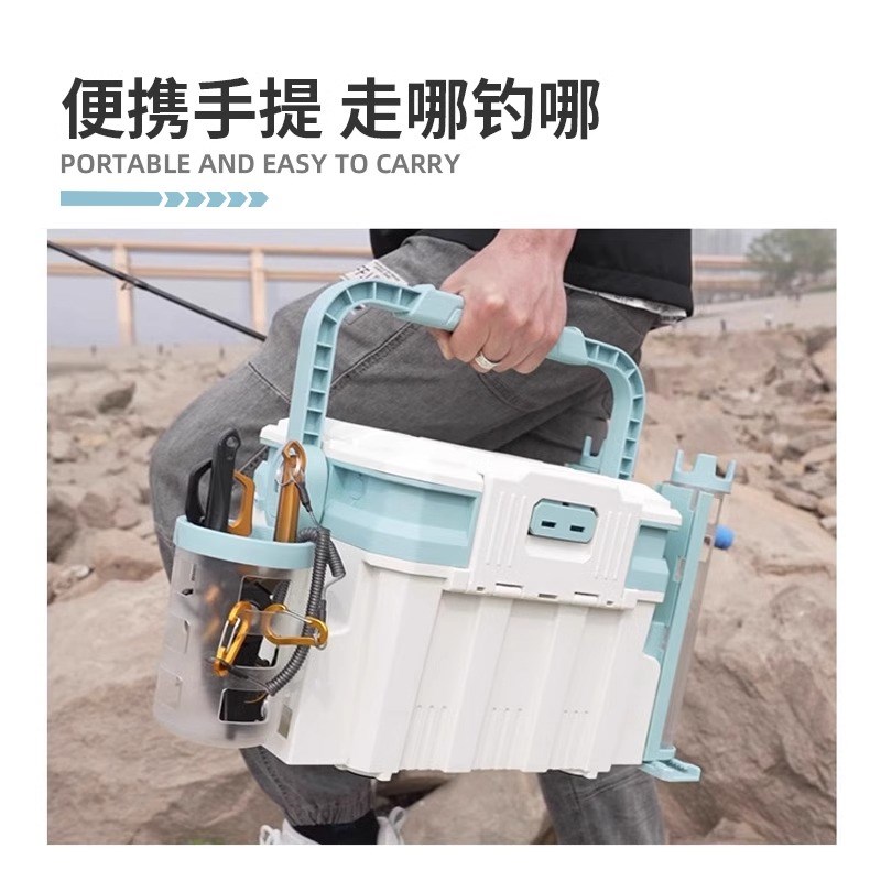 2024新款本塑路亚箱竿插全套配件收纳大容量多功能活鱼桶可坐钓箱