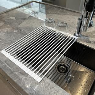 日系简约家用厨房可折叠碗碟沥水架收纳架洗碗池硅胶卷帘置物架
