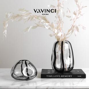 梵其轻奢花瓶玻璃花器摆件简约现代家用客厅餐桌茶几高端软装饰品