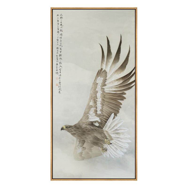 大鹏展翅挂画大展宏图山水画竖版客厅玄关画茶室壁画办公室装饰画