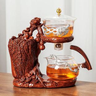 家用办公室会客创意茶壶泡茶器 招财百财自动茶具懒人玻璃功夫套装