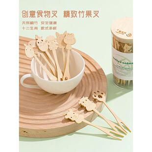高端竹卡通水果叉,创意时尚餐叉,糖葫芦,汉堡叉,来源厂家支持