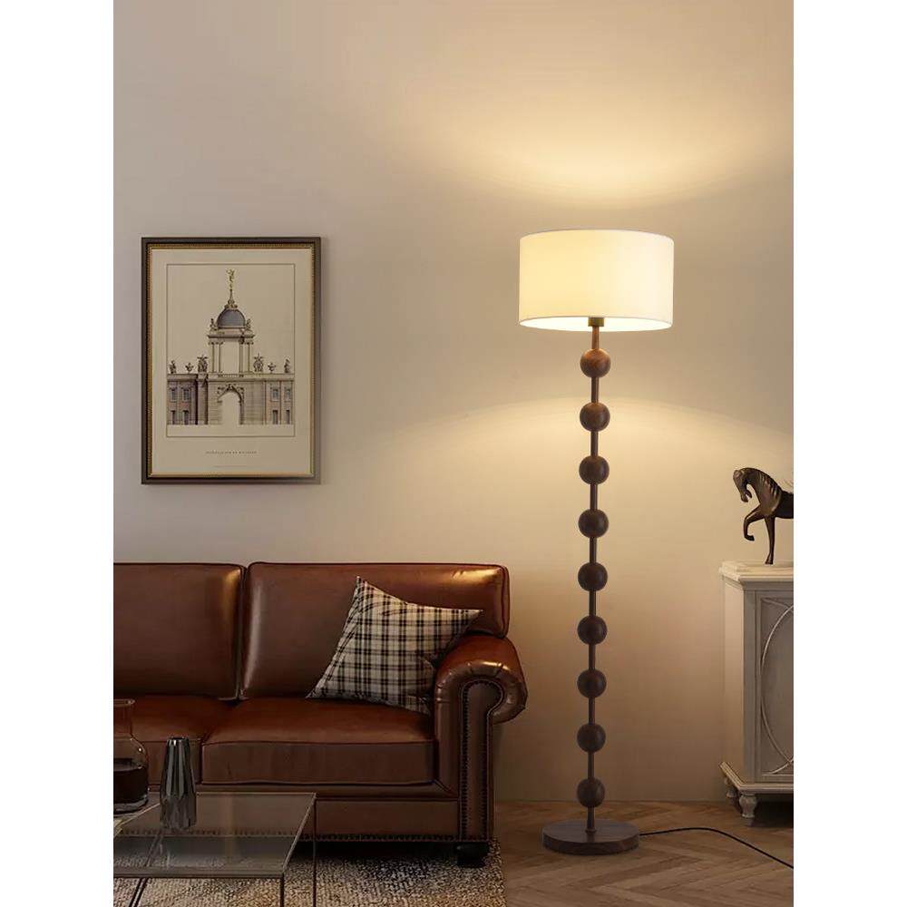 法式中古落地灯客厅沙发旁侘寂风覆古装饰氛围灯卧室实木立式台灯