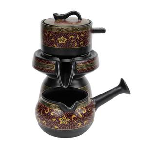 陶瓷家用懒人石磨泡茶创意复古防烫茶杯茶壶 半全自动功夫茶具套装
