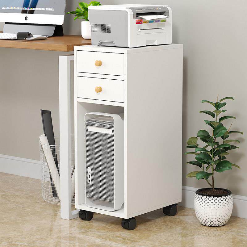 桌边可移动落地带门主机柜收纳柜子台式带锁电脑主机架印表机架子