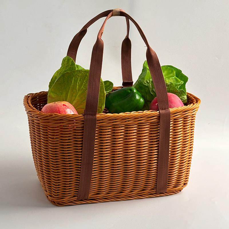 彷藤编织手提篮购物篮户外野餐篮子水果篮子买 菜采摘收纳篮菜篮,收纳整理,购物篮,淘宝优惠券,粉丝福利购,淘宝优惠卷