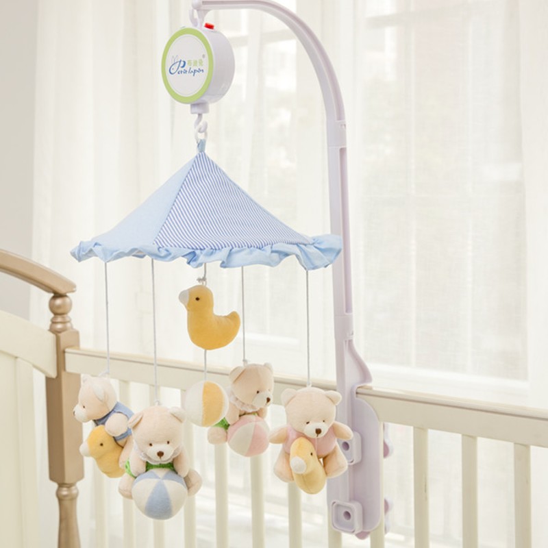 电动初生婴儿风铃音乐床铃旋转宝宝毛绒床挂床头铃环保玩具