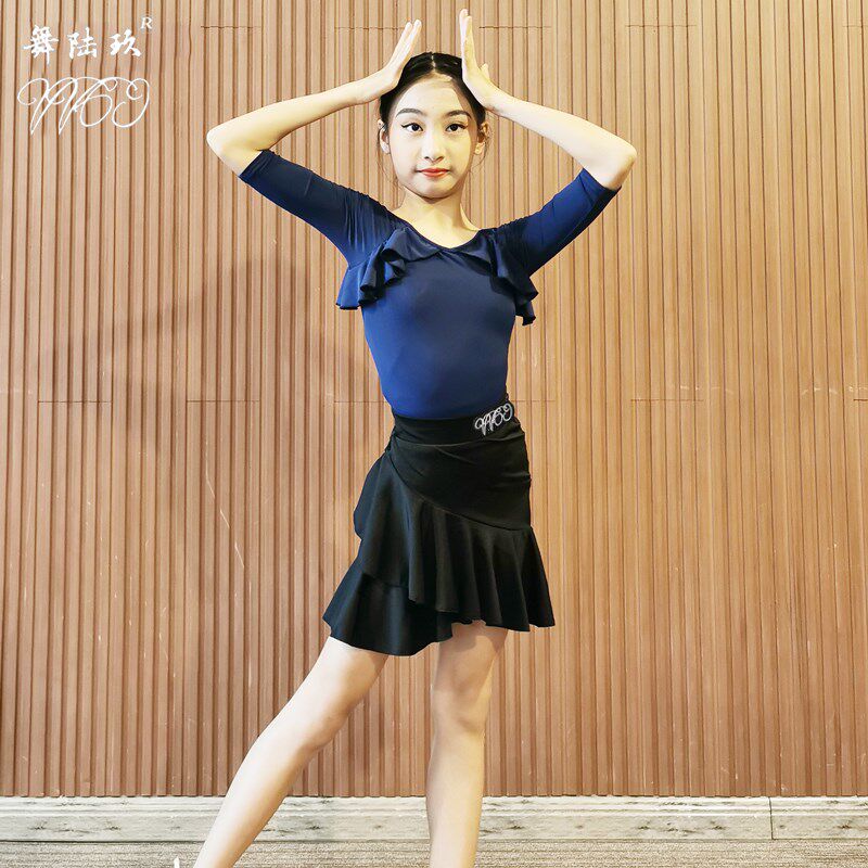 舞69儿童拉丁舞练功服女儿童新款舞蹈服装训练服少儿拉丁舞服女孩