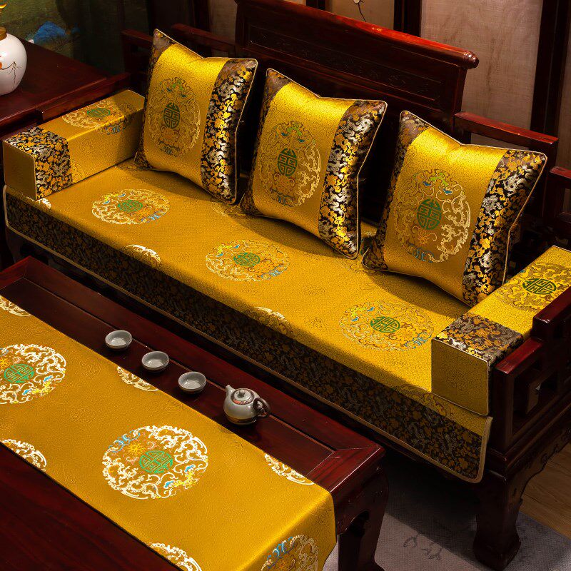 中式红木沙发坐垫套罩扶手巾靠背巾高档实木沙发垫罗汉床盖布定制